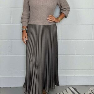 Elegant Brown and Gray Maxi Dress